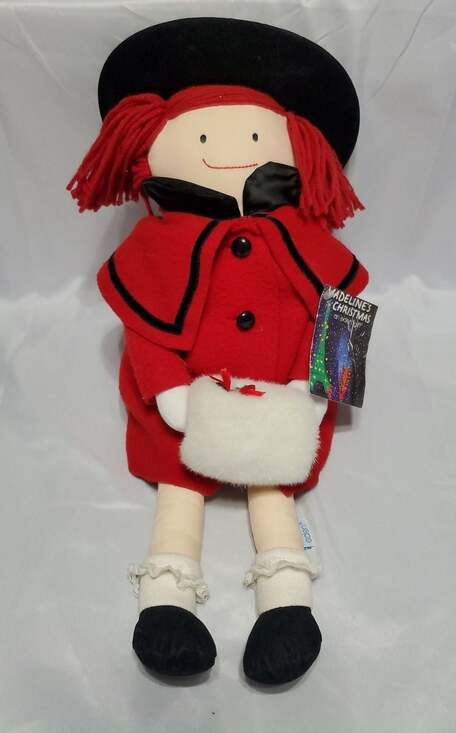 Eden Other - Vintage 1990 Madeline's Christmas Plush Rag Doll with Red Coat and Muff